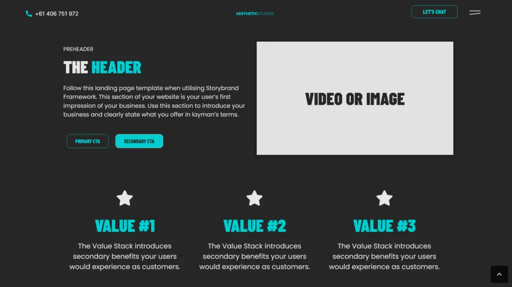 Storybrand framework website landing page template.