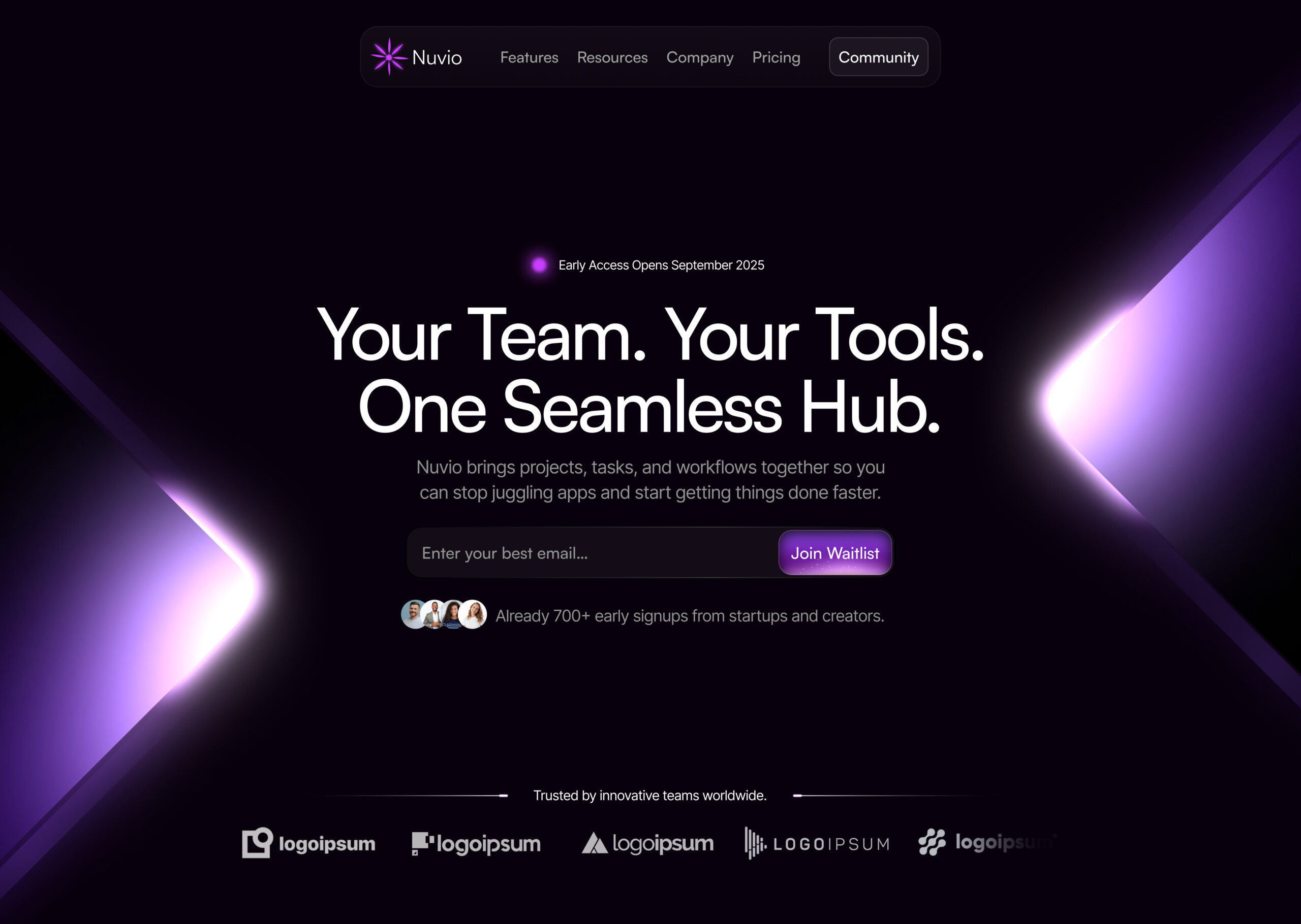 Landing page design by Aesthetic marketing agency Wollongong: Nuvio waitlist hero