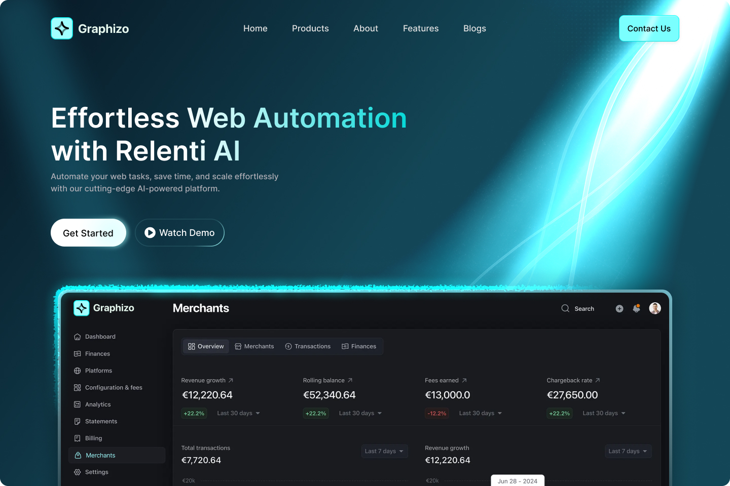 Custom website with scroll-driven animation and product showcase