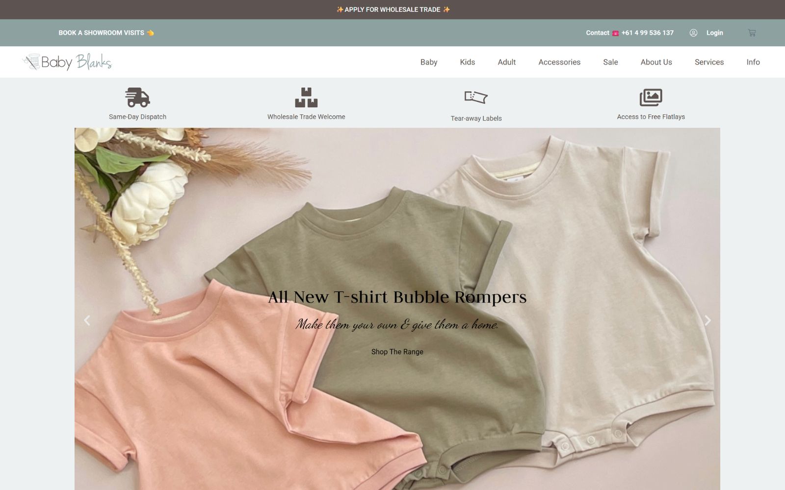 Baby Blanks website before the Aesthetic redesign