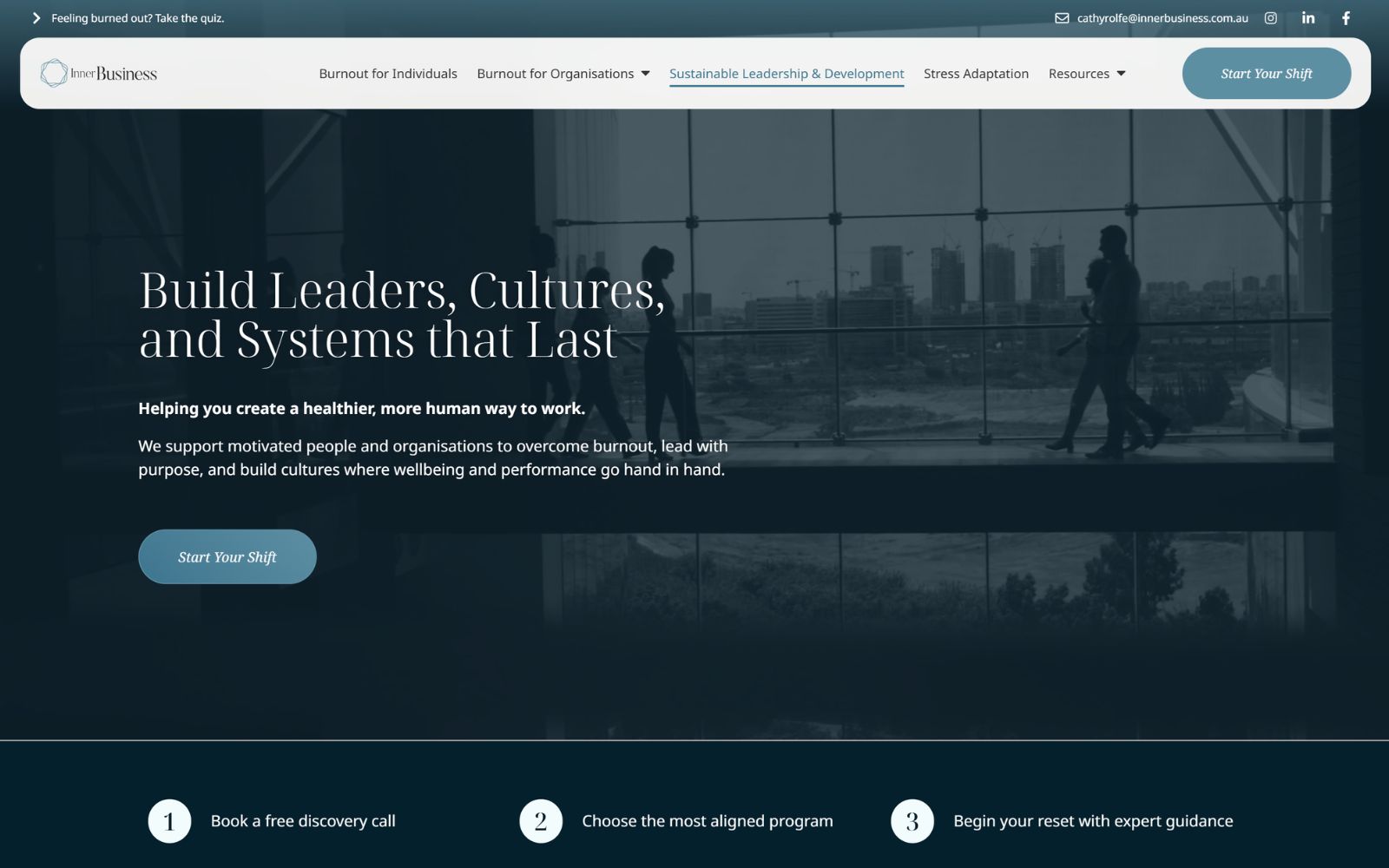Inner Business custom website by Aesthetic Digital Marketing, after the redesign