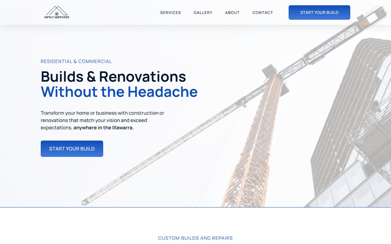 MPM Carpentry custom trade website by Aesthetic Digital Marketing, after the redesign
