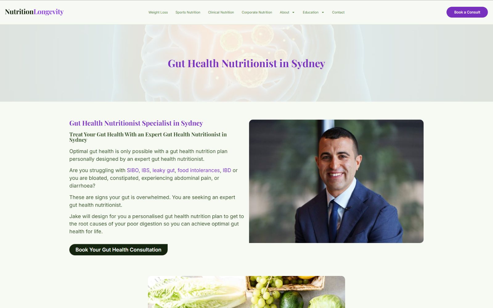 Nutrition Longevity website before the Aesthetic redesign
