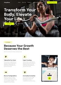 Woman engaging in strength training indoors, promoting fitness transformation and personalized coaching.