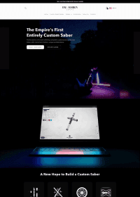 A glowing custom lightsaber illuminates a dark space, highlighting creative design options for enthusiasts.